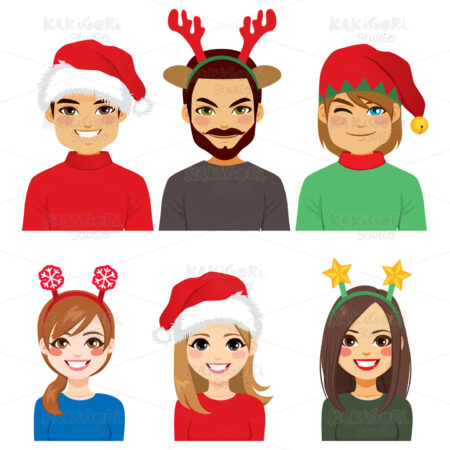 Christmas Headbands People Avatar Clipart Vector Illustration 04370