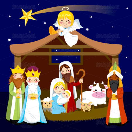Christmas Nativity Scene Clipart Vector Illustration 00953