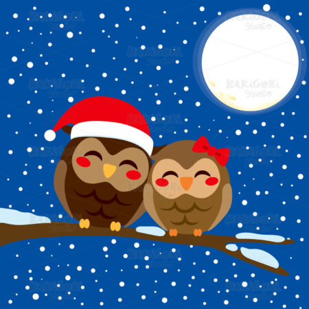 Christmas Owl Love Clipart Vector Illustration 01848