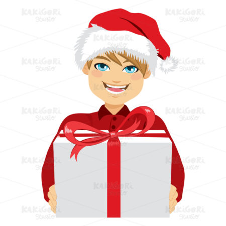 Christmas Present Man Clipart Vector Illustration 03782