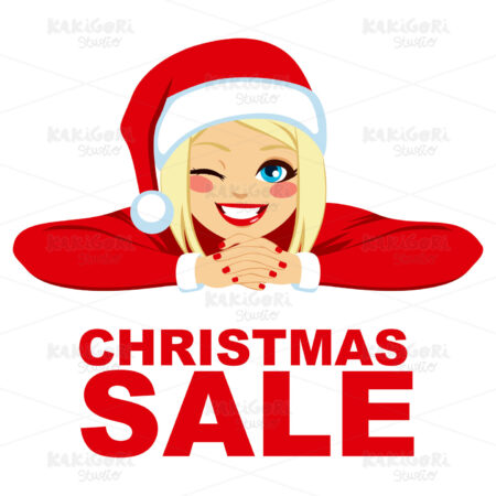 Christmas Sale Blonde Woman Clipart Vector Illustration 03067