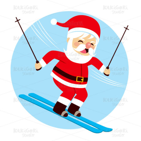 Christmas Santa Skiing Clipart Vector Illustration 03007