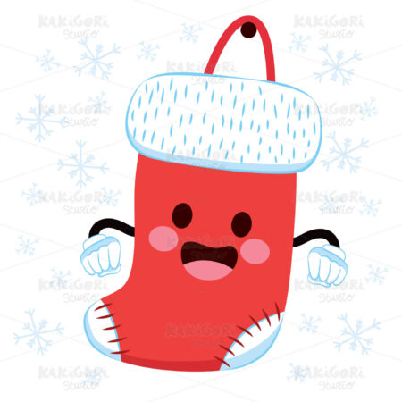 Christmas Sock Character Clipart Vector Illustration 02281