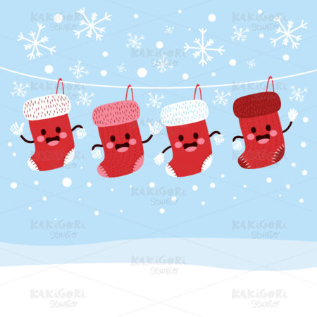Christmas Stockings Winter Clipart Vector Illustration 02282