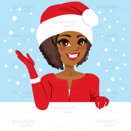Christmas Woman Banner Clipart Vector Illustration 03781