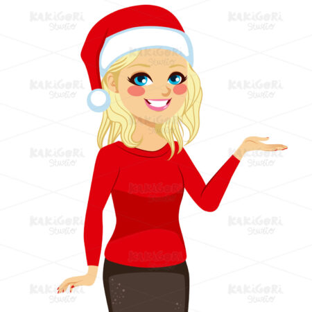 Christmas Woman Santa Hat Clipart Vector Illustration 03127