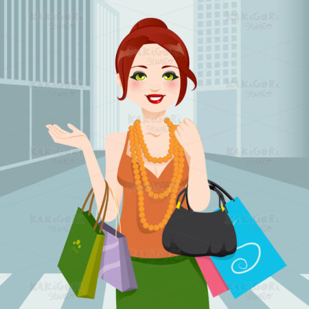 City Fashion Woman Clipart Vector Illustration 00877
