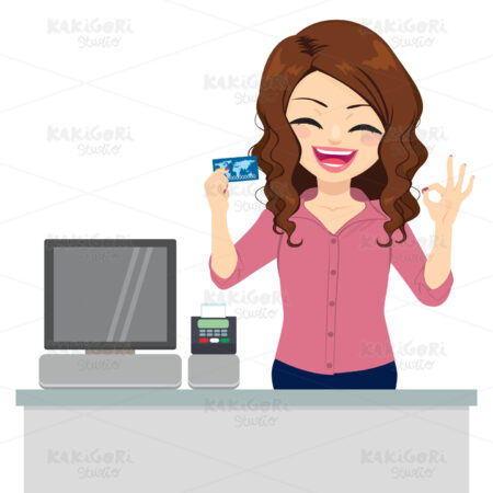 Clerk Credit Card Ok Clipart Vector Illustration 05139