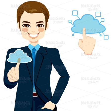 Cloud Computing Businessman Concept Clipart Vector Illustration 01324