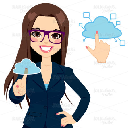 Cloud Computing Businesswoman Concept Clipart Vector Illustration 01323