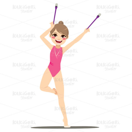Clubs Apparatus Rhythmic Exercise Clipart Vector Illustration 04131