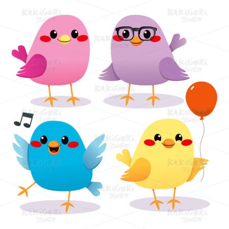 Colorful Bird Party Clipart Vector Illustration 00844