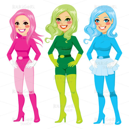 Colorful Superhero Women Clipart Vector Illustration 01787