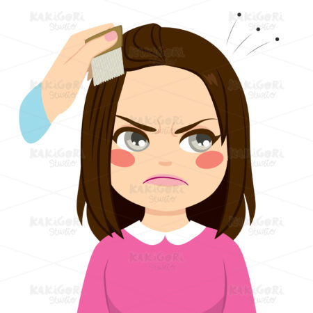 Combing Hair Lice Clipart Vector Illustration 03213