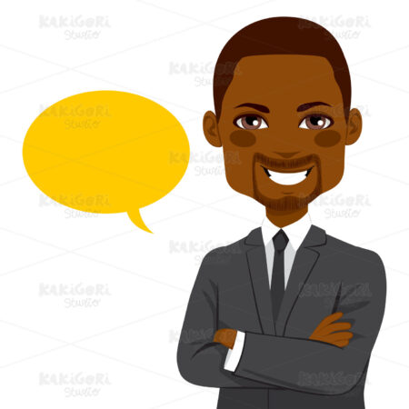 Confident Businessman Balloon Clipart Vector Illustration 02761