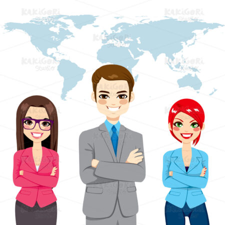 Confident Businesspeople Global Team Clipart Vector Illustration 02070