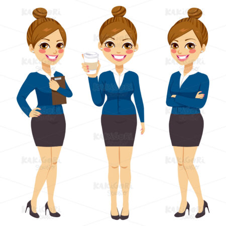 Confident Businesswoman Coffee Clipart Vector Illustration 02619