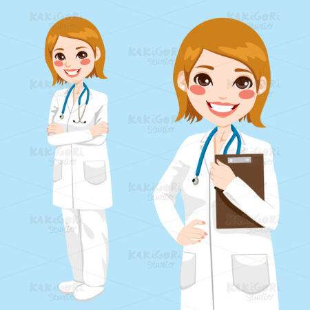 Confident Woman Doctor Clipart Vector Illustration 01221