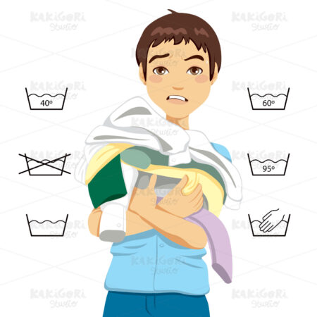 Confused Man Laundry Clipart Vector Illustration 00991