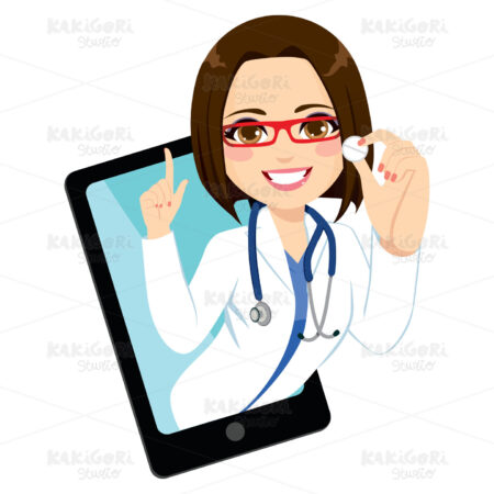 Consultation Online Prescription Clipart Vector Illustration 04348