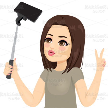 Cool Girl Selfie Clipart Vector Illustration 04825