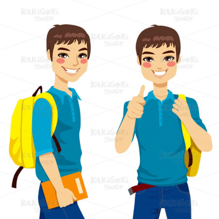 Cool Teenage Student Clipart Vector Illustration 01172