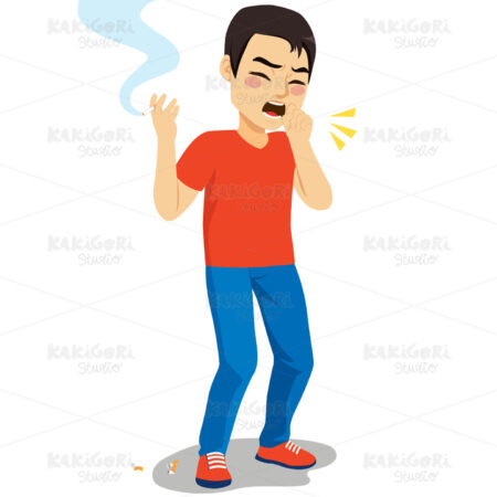 Coughing Man Smoking Clipart Vector Illustration 04310