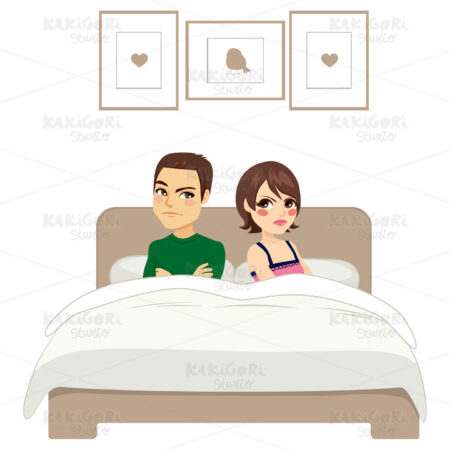Couple Arguing Bed Clipart Vector Illustration 02557