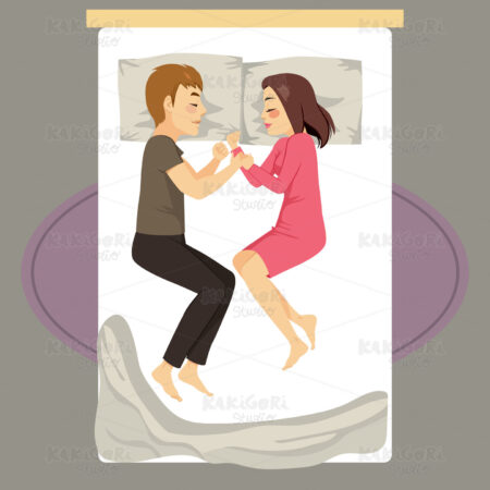Couple Bed Sleeping Clipart Vector Illustration 03586