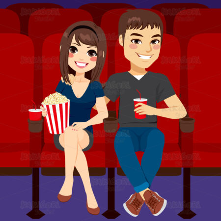 Couple Cinema Date Clipart Vector Illustration 03054