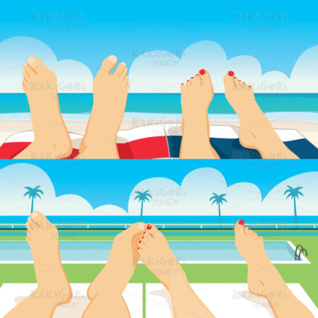 Couple Feet Pool Beach Clipart Vector Illustration 03687