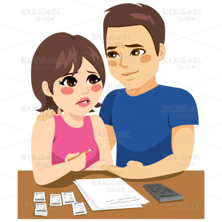 Couple Financial Problems Clipart Vector Illustration 03788