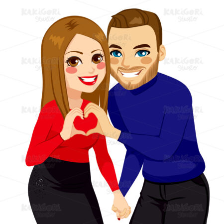 Couple Hands Heart Shape Clipart Vector Illustration 02528