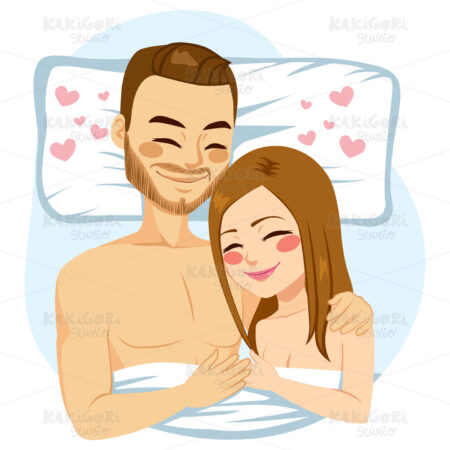 Couple Hugging Bed Clipart Vector Illustration 03005