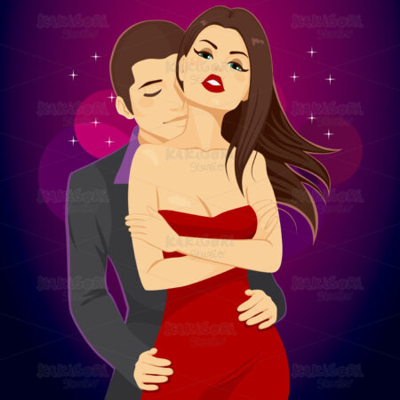 Couple Hugging Disco Clipart Vector Illustration 01977