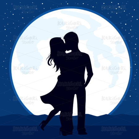 Couple Kissing Moon Clipart Vector Illustration 03244