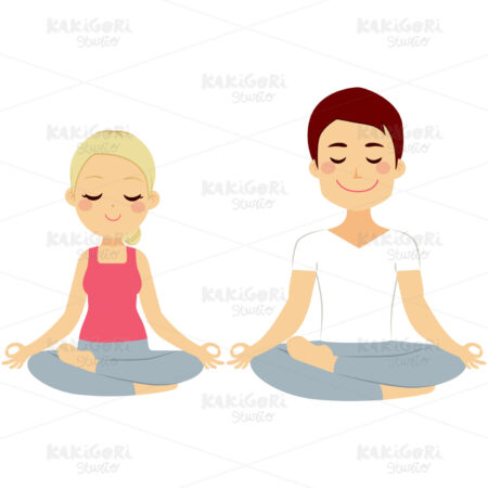 Couple Lotus Pose Clipart Vector Illustration 02338