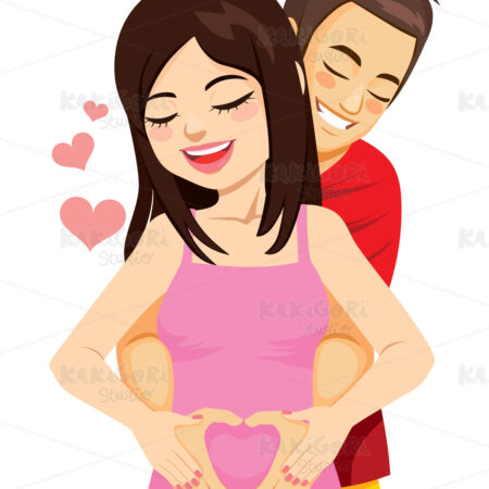 Couple Love Symbol Pregnant Belly Clipart Vector Illustration 05082