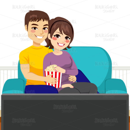 Couple Movie Couch Clipart Vector Illustration 03031