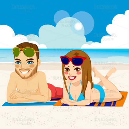 Couple On Beach Clipart Vector Illustration 02598