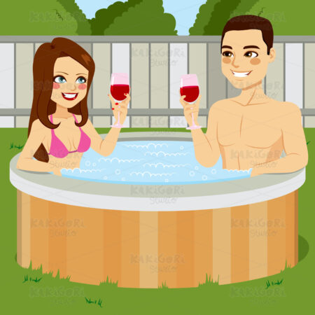 Couple On Jacuzzi Clipart Vector Illustration 02916