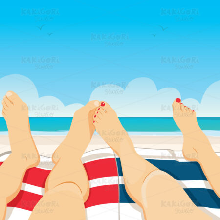 Couple Relaxing Beach Clipart Vector Illustration 03688