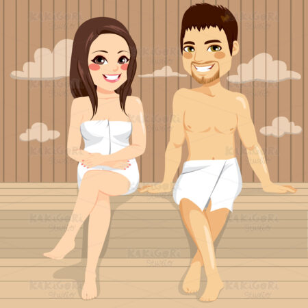 Couple Sauna Spa Clipart Vector Illustration 03176