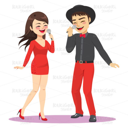 Couple Singing Clipart Vector Illustration 04373