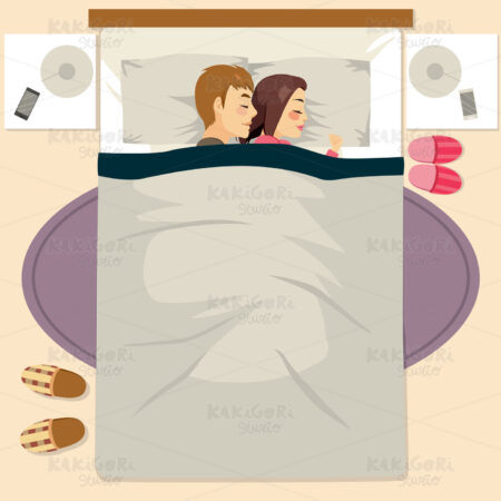 Couple Sleeping Happy Together Clipart Vector Illustration 03623