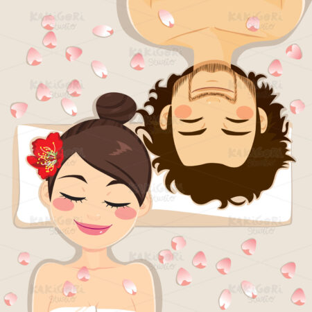Couple Spa Treatment Clipart Vector Illustration 03599