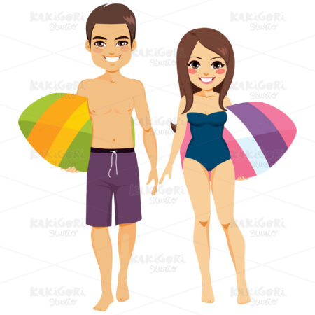 Couple Surf Clipart Vector Illustration 03693