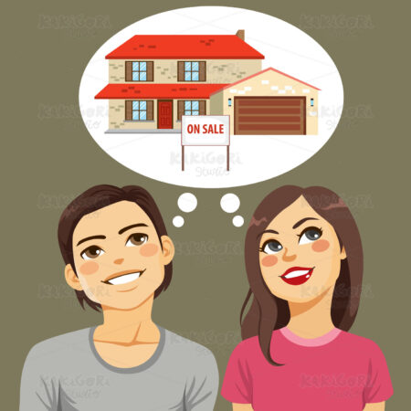 Couple Thinking House Clipart Vector Illustration 03532