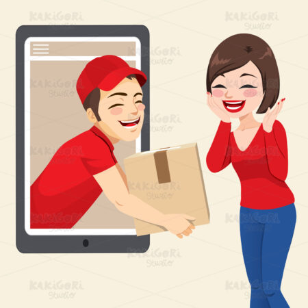 Courier Online Delivery Concept Clipart Vector Illustration 04400