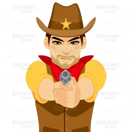 Cowboy Shooting Gun Clipart Vector Illustration 02088
